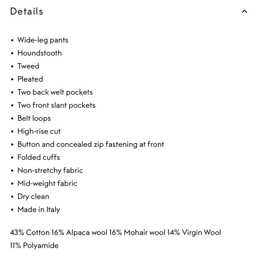 Dolce & Gabbana Houndstooth Tweed Pleated Wide Leg Wool Mohair Trouser Pants - Picture 12 of 12